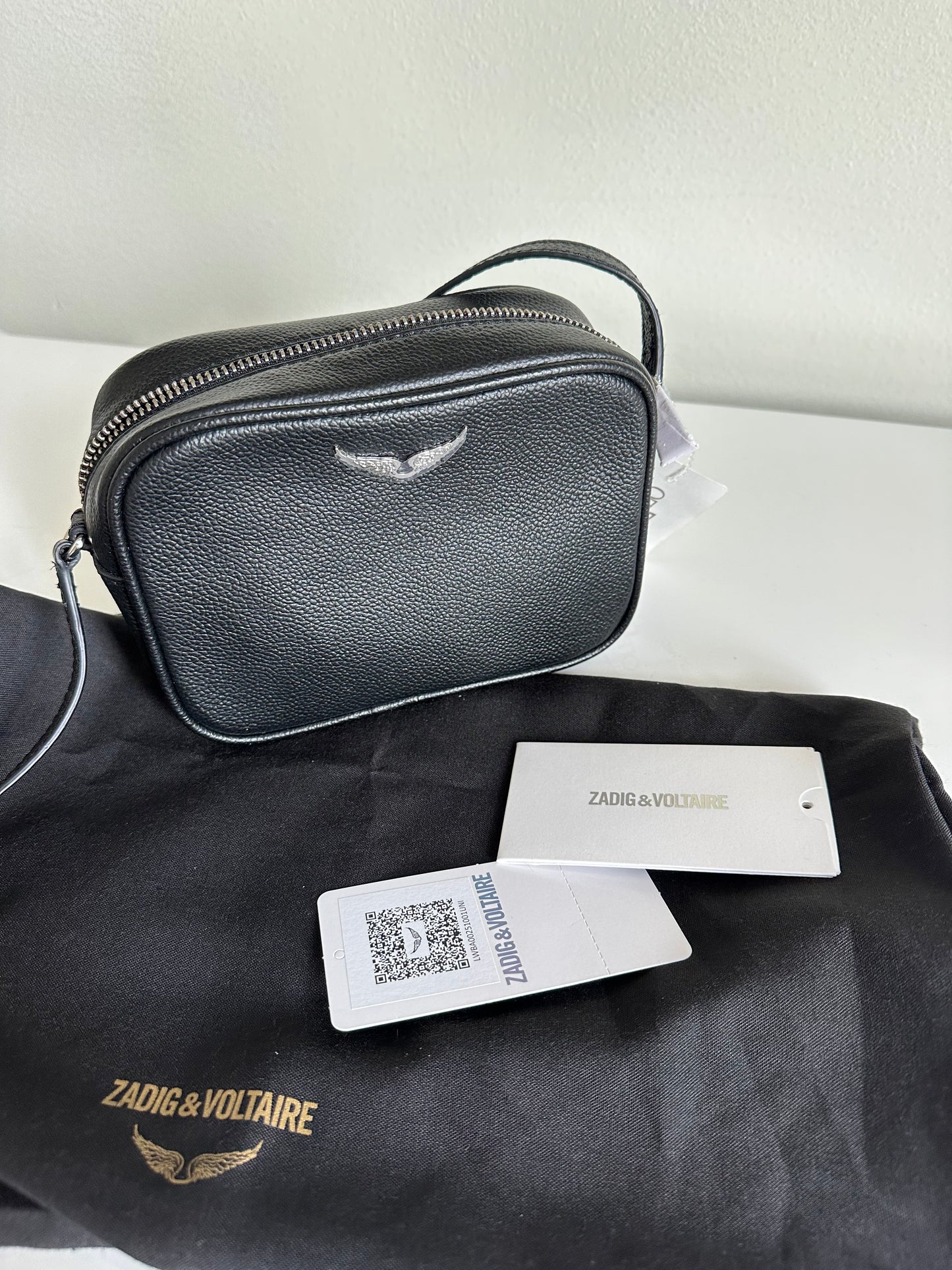 Cartera de lujo Zadig & Voltaire negra de cuero con guardapolvo