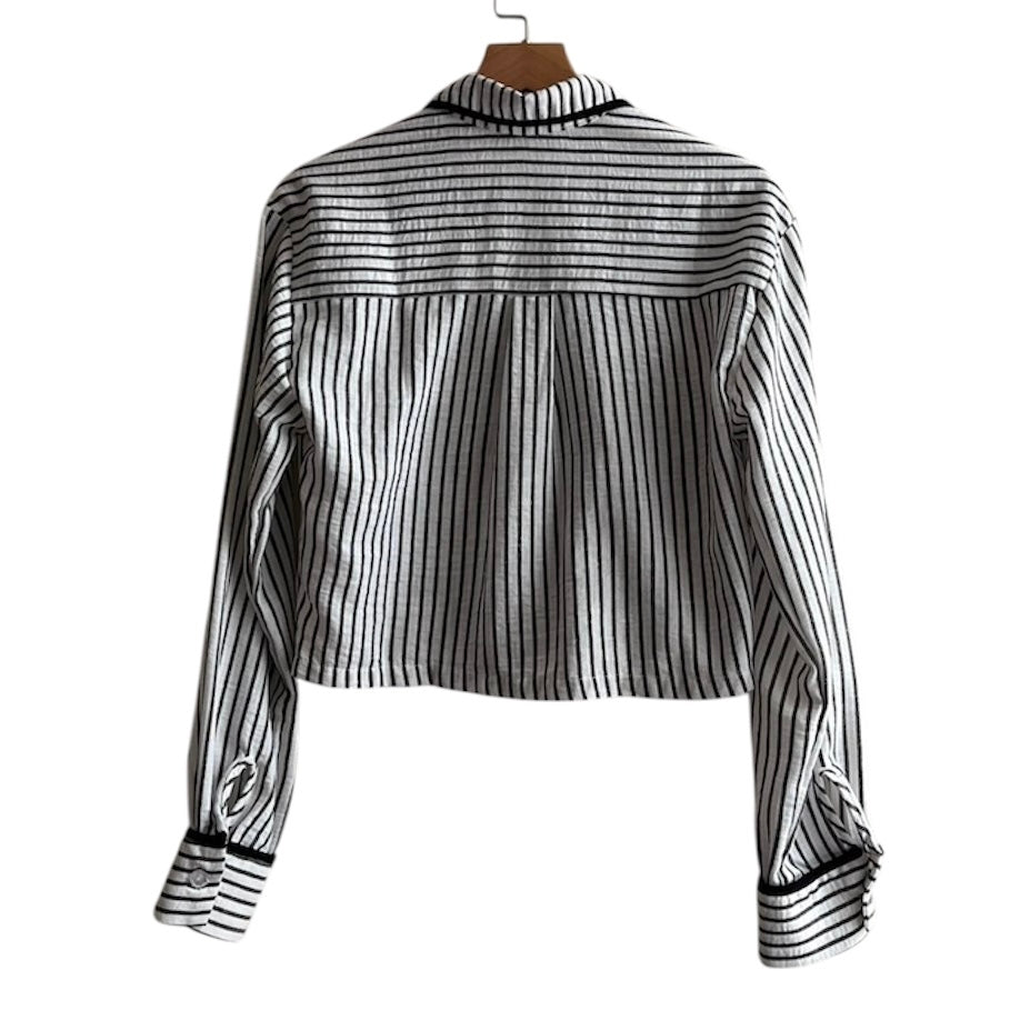Camisa corta rayas blanco y azul - Talla S