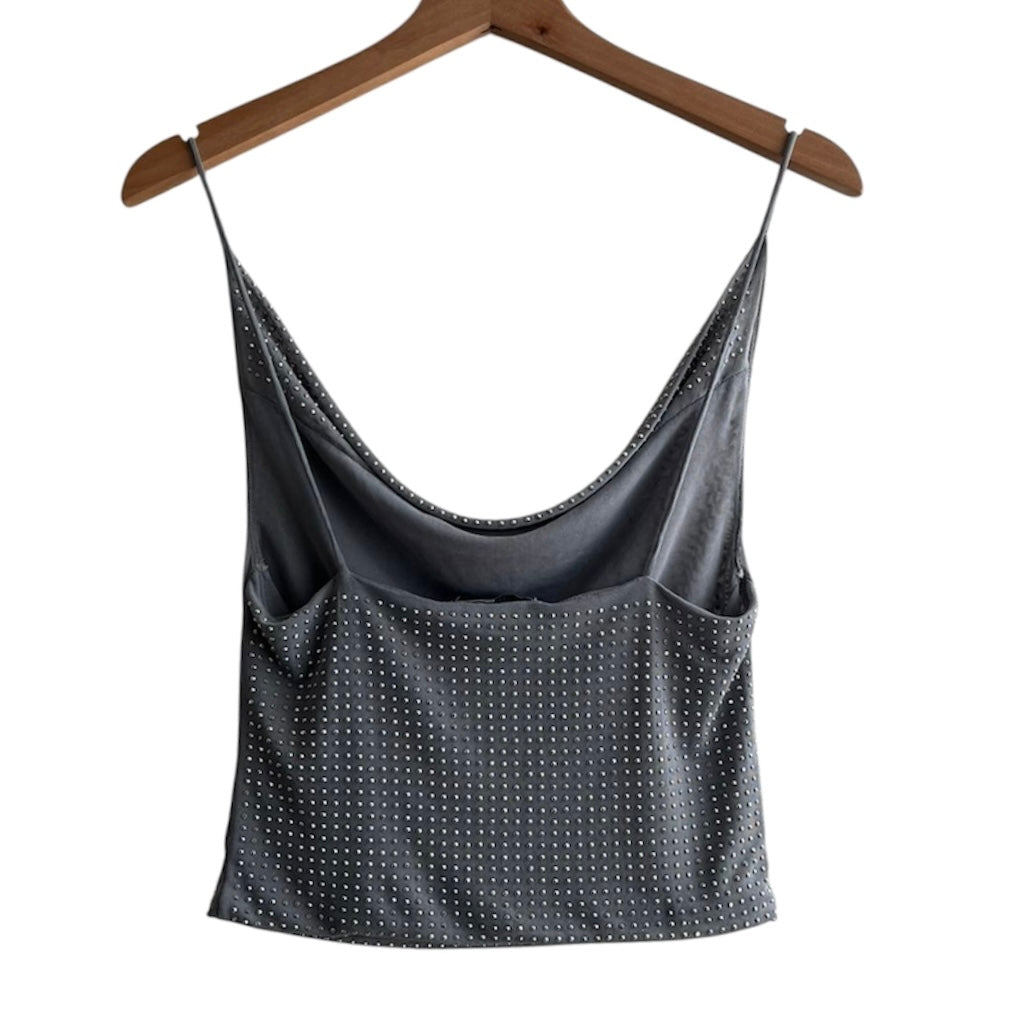 Blusa gris brillos tiras Zara - Talla S