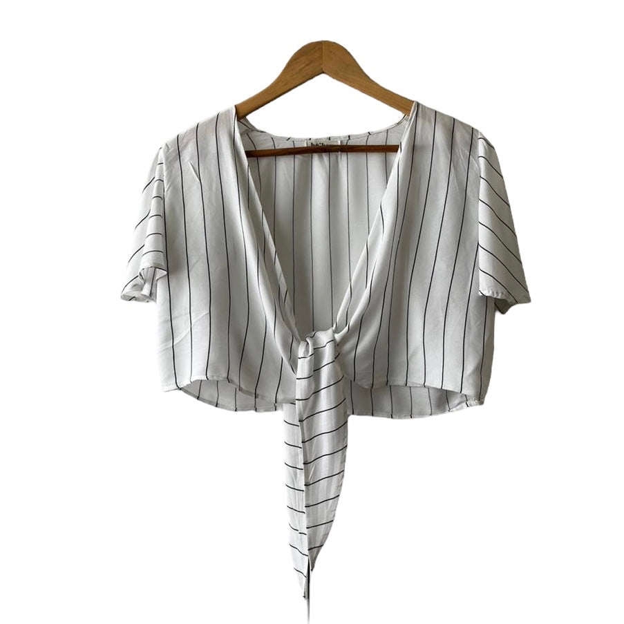 Blusa blanca rayas para amarrar Bohem - Talla S