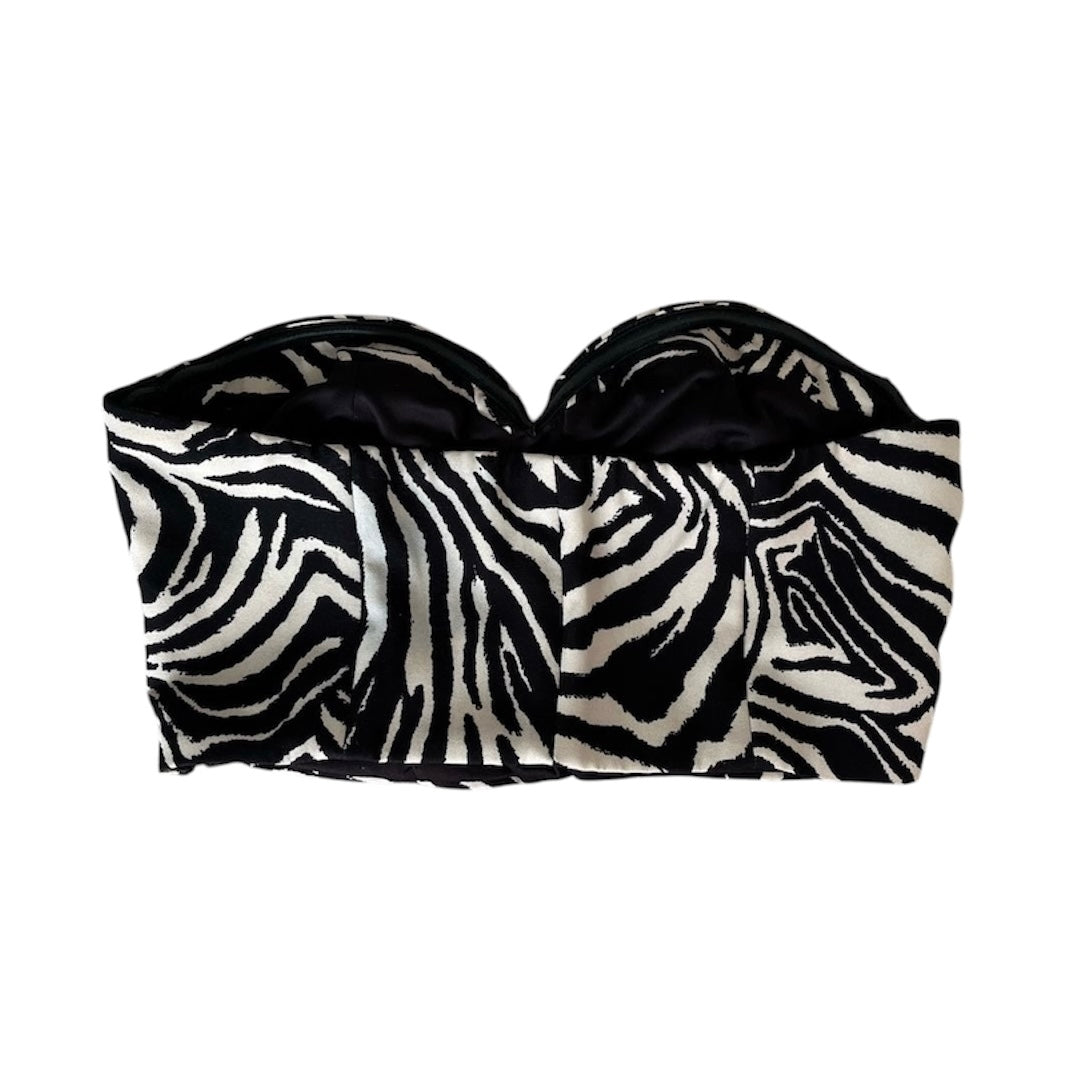 Top bustier blanco y negro estampado zebra Zara - Talla XS
