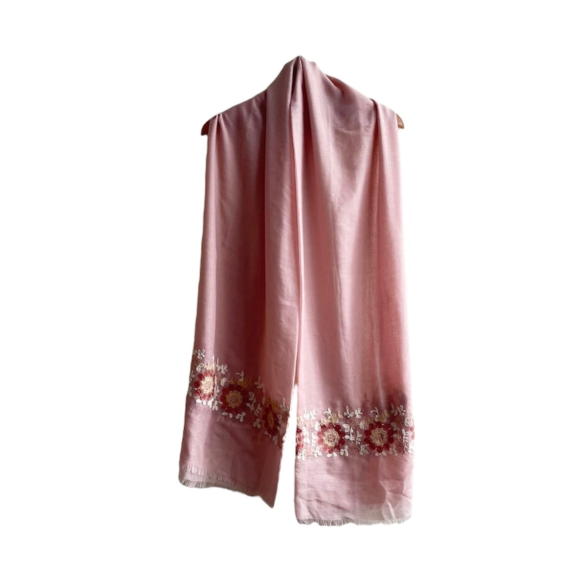 Bufanda rosa flores bordadas