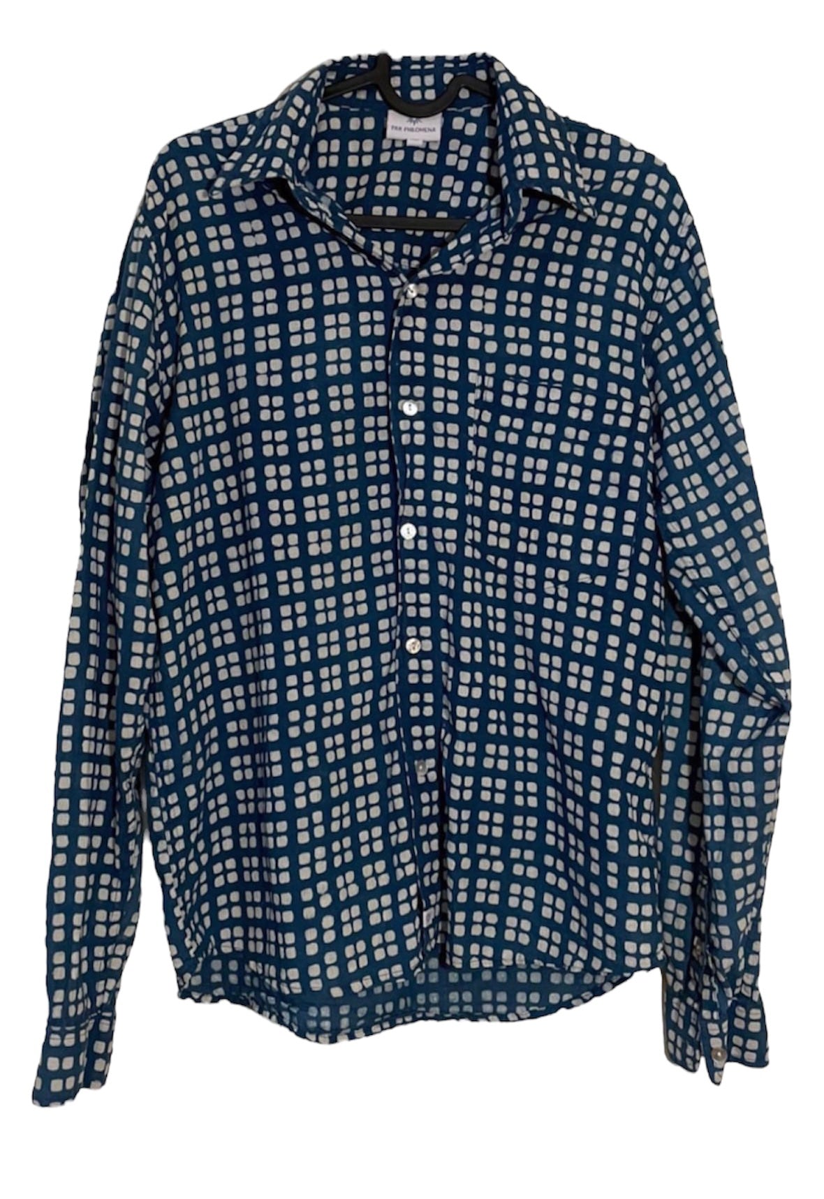 Blusa azul cuadrados - Talla XS