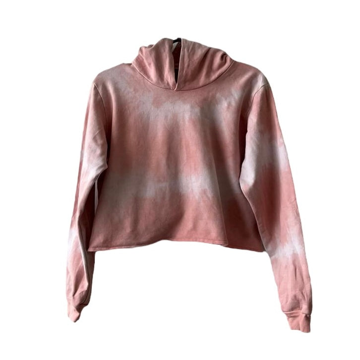 Polera crop con capucha tie dye palo rosa - Talla M