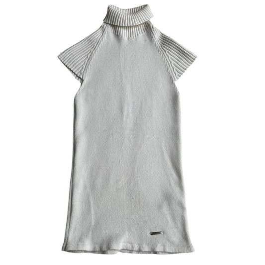 Polo de hilo tipo Chompa manga corta cuello alto blanco Michelle Belau - Talla S