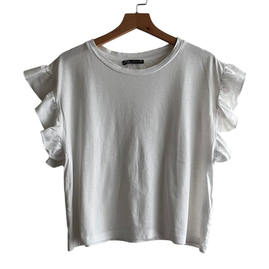 Polo blanco manga bobos Zara - Talla S