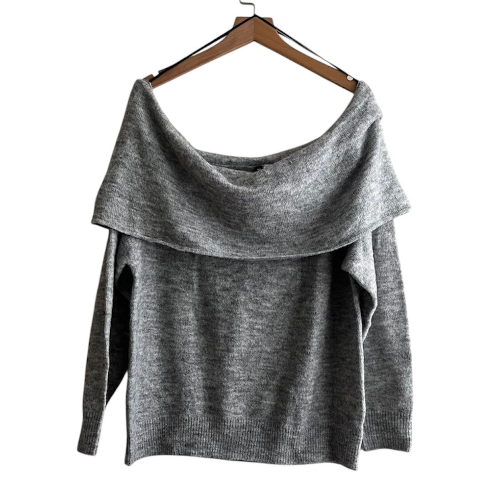 Chompa gris off shoulder H&M - Talla M