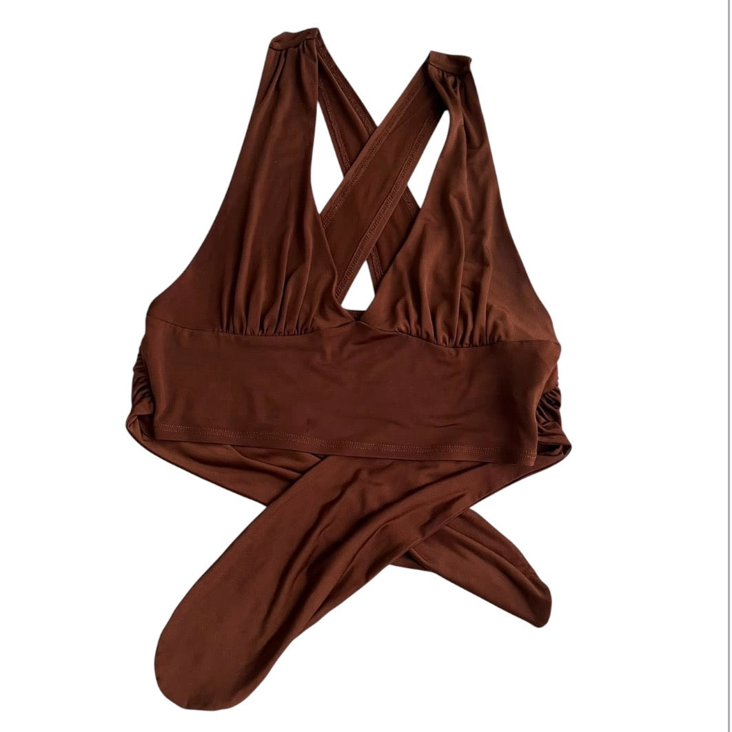 Top cruzado marrón Urban Outfitters - Talla S