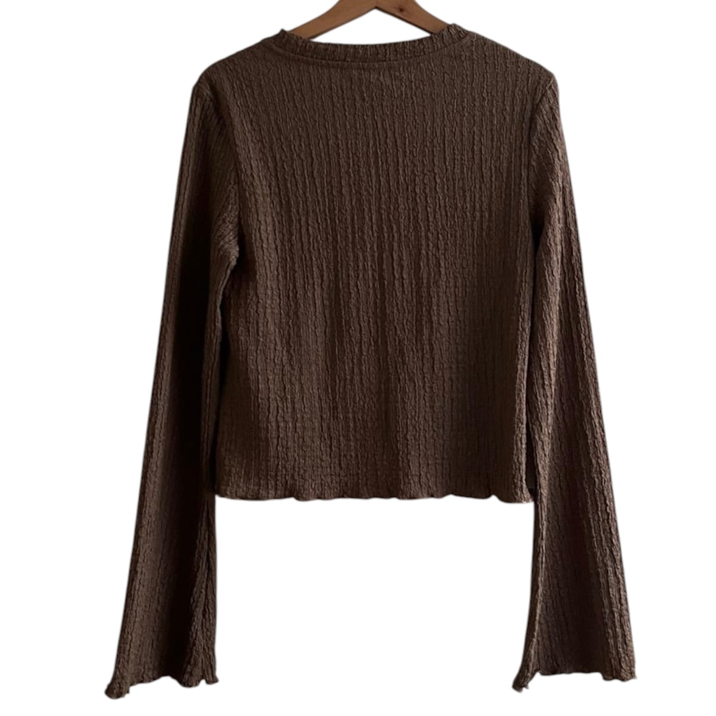 Conjunto polo manga larga y falda midi marrón H&M - Talla M