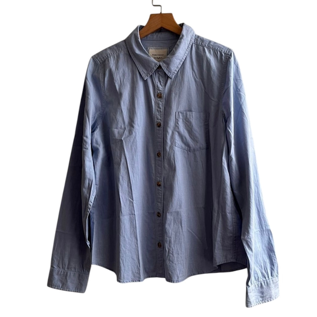 Camisa manga larga celeste Forever 21 - Talla L