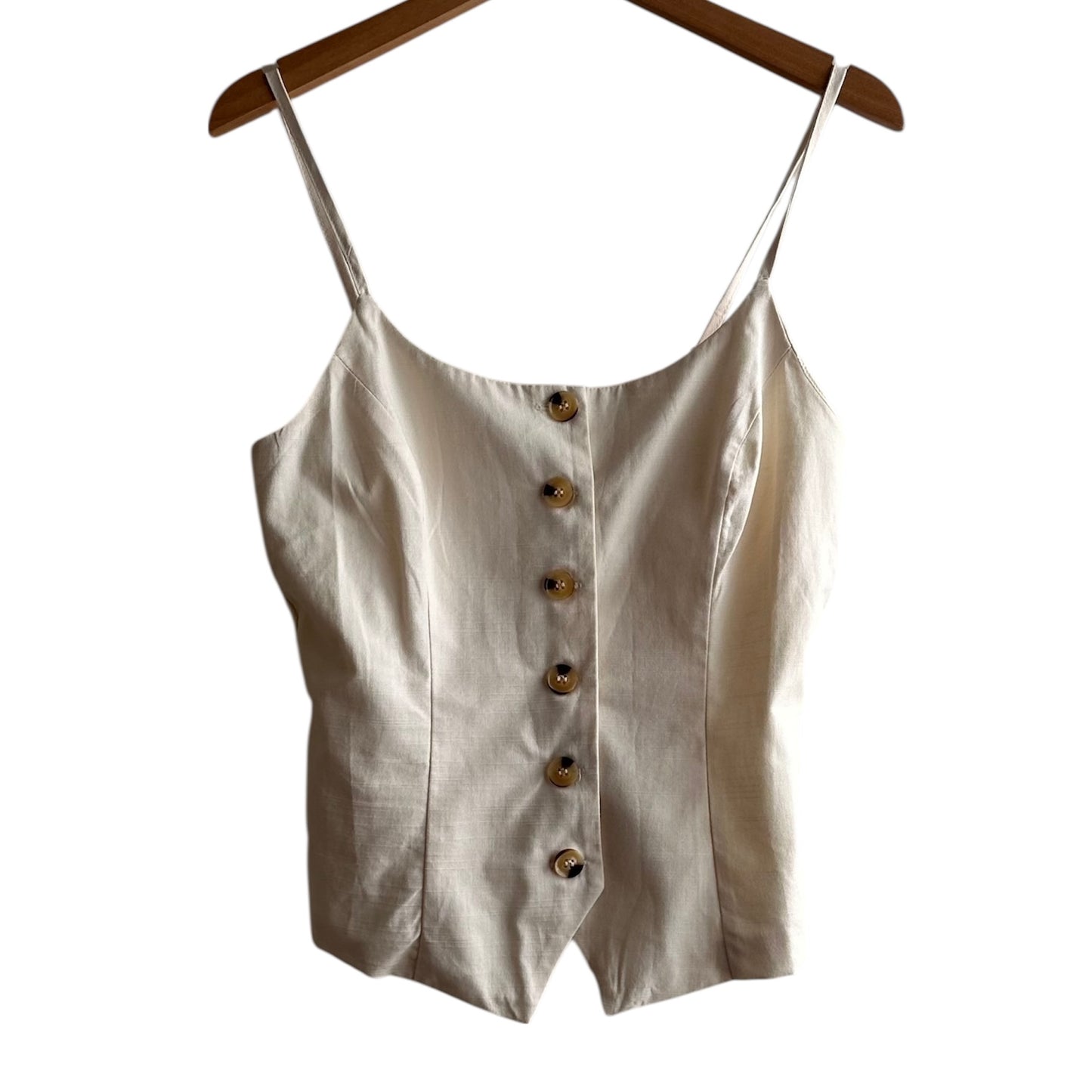Blusa beige tiras ajustables y botones - Talla S