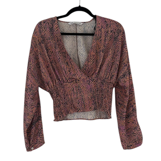 Blusa manga larga rosada estampada Zara - Talla M