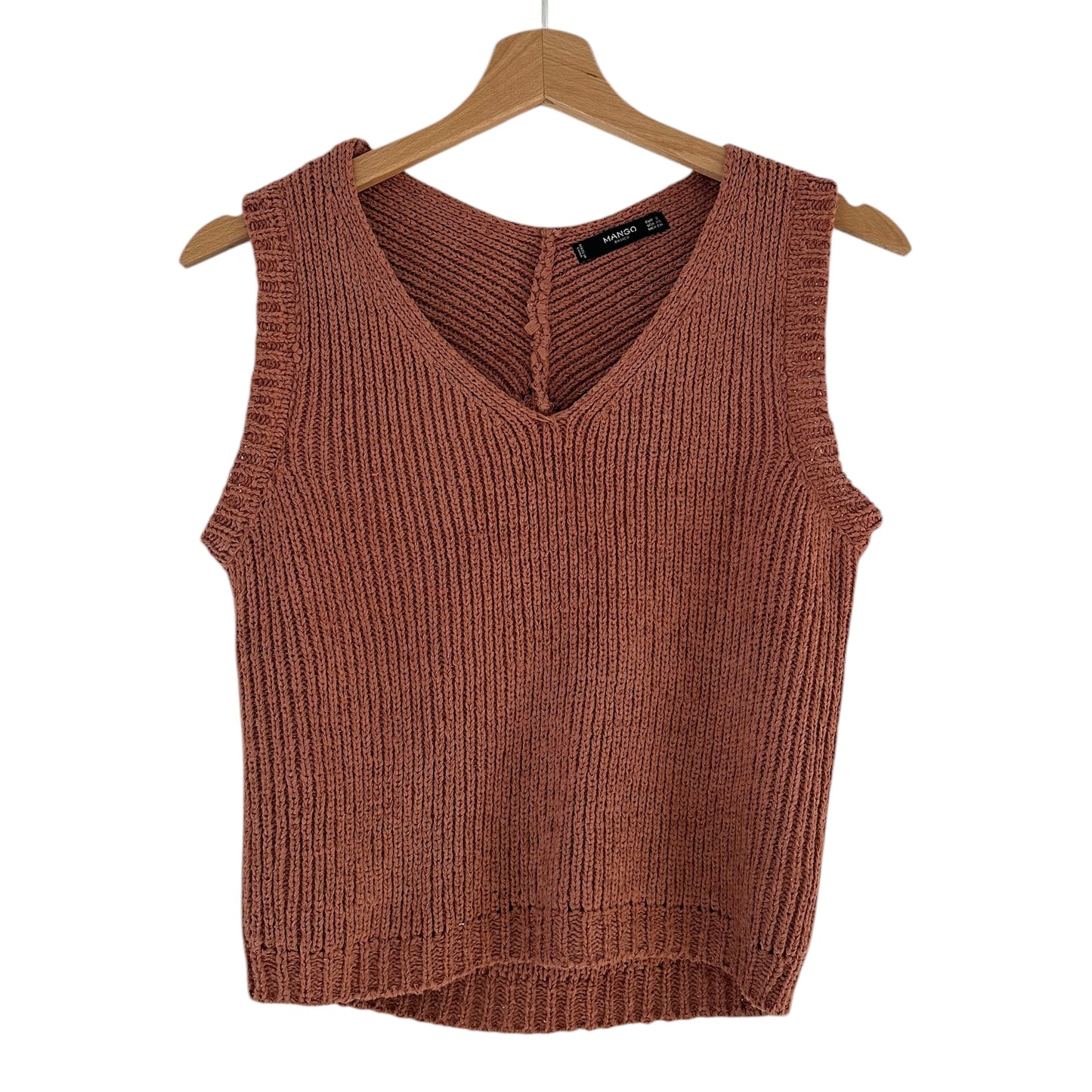 Chaleco blusa de punto color teja Mango - Talla S
