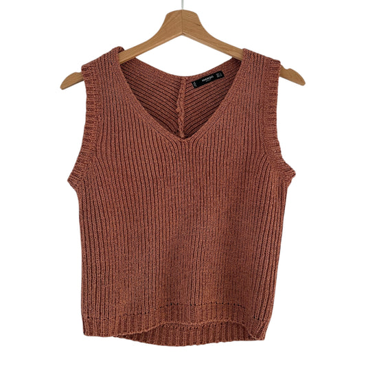 Chaleco blusa de punto color teja Mango - Talla S