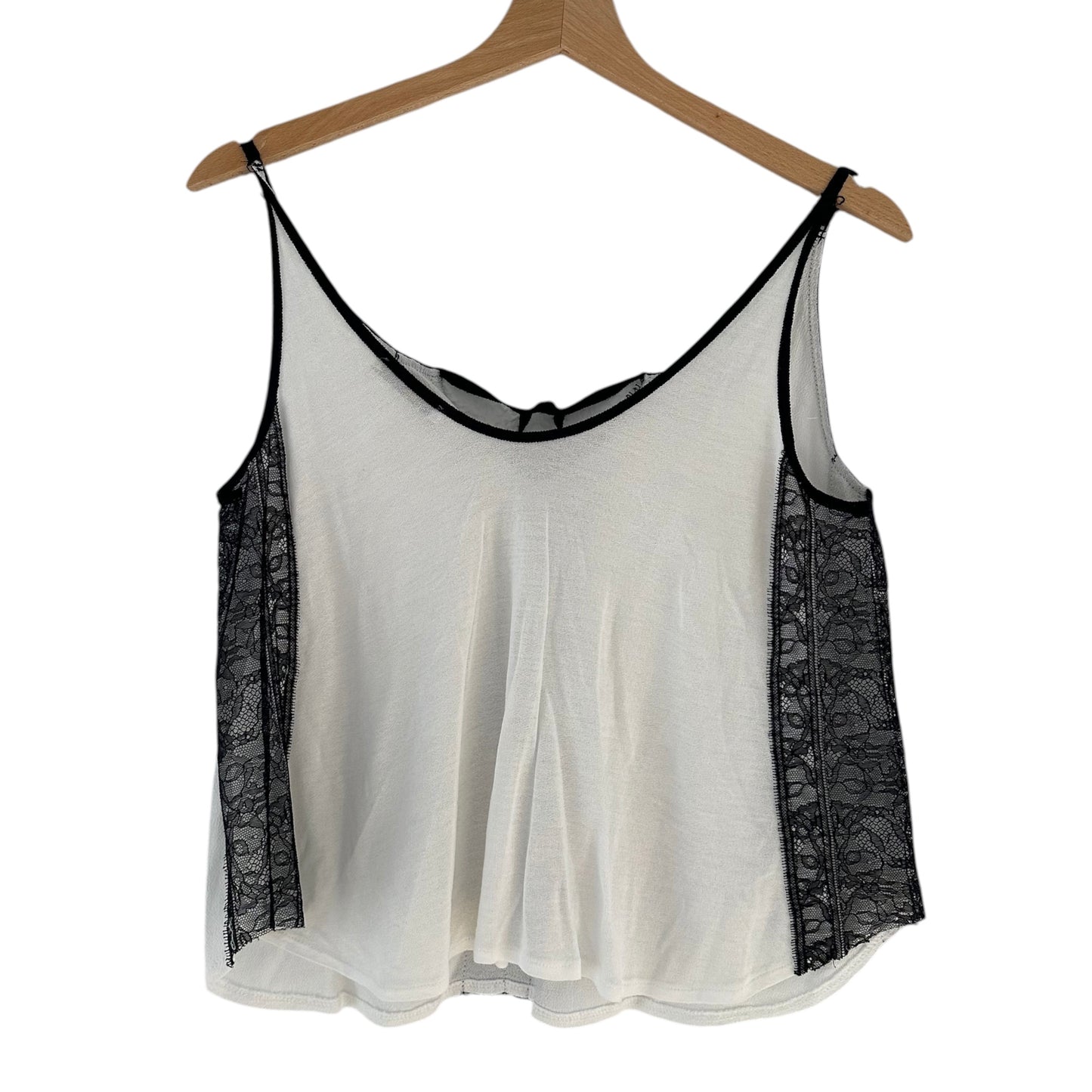 Blusa blanca encaje negro Zara - Talla S