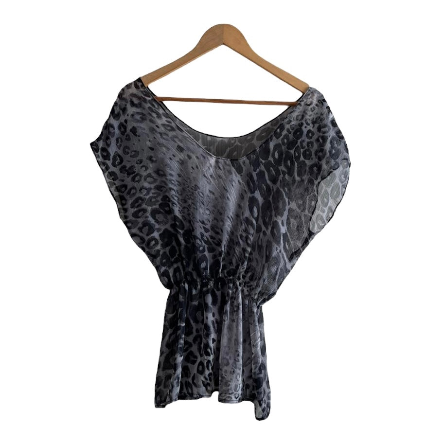 Blusa animal print gris y negro Exit - Talla S