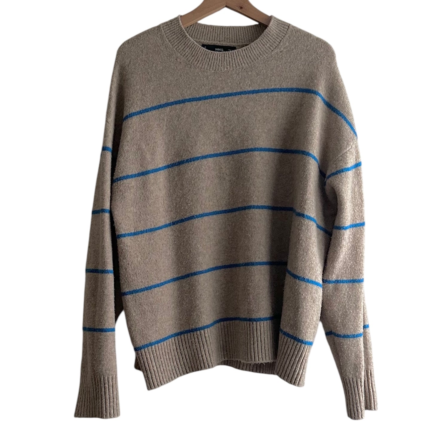 Chompa beige rayas azules Mango - Talla M