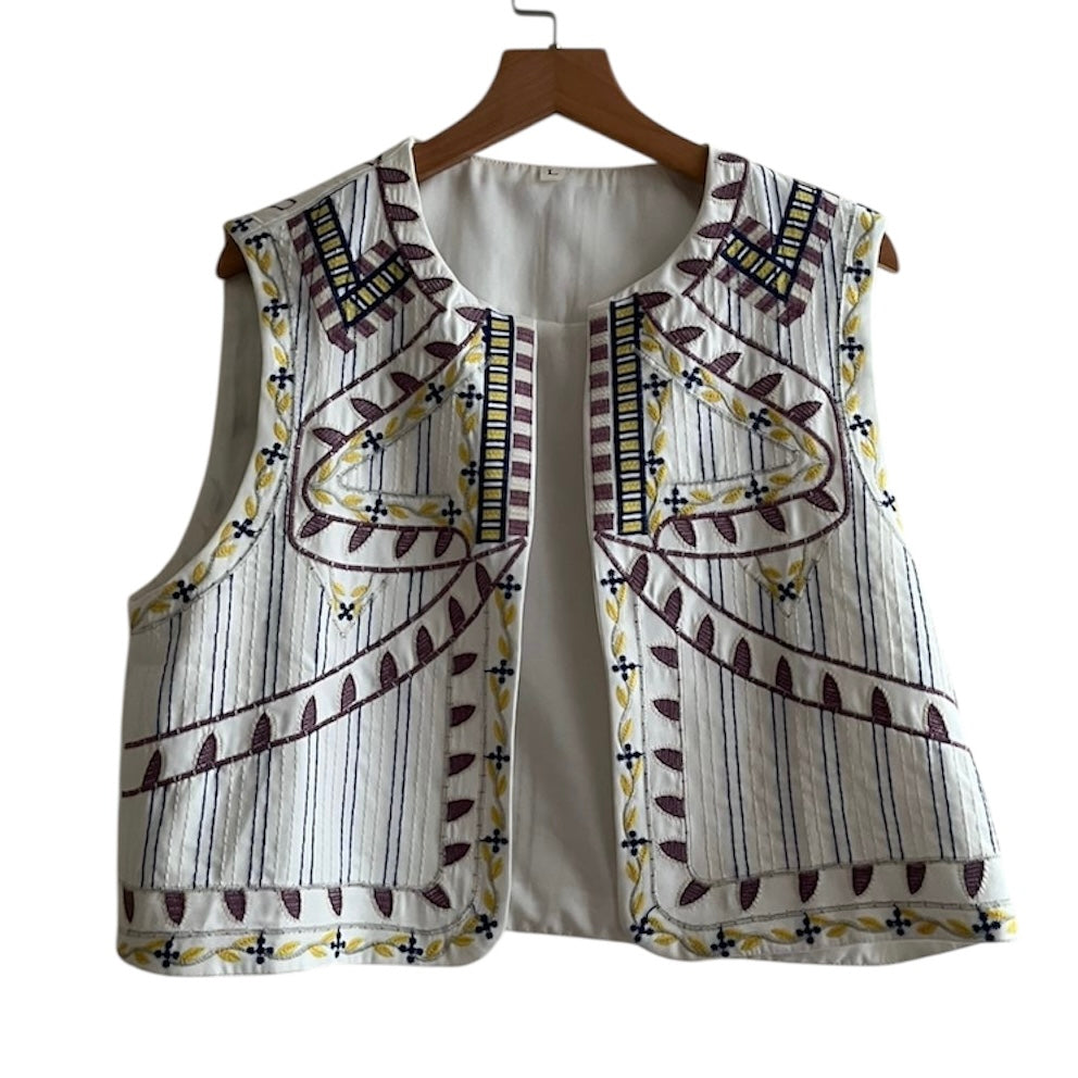 Chaleco blanco estampado- Talla L