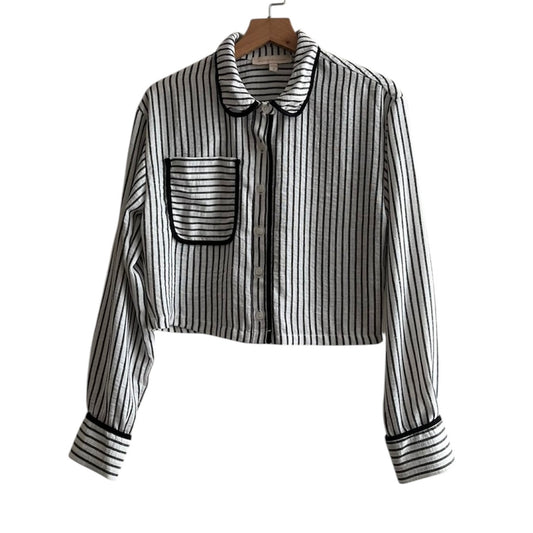 Camisa corta rayas blanco y azul - Talla S