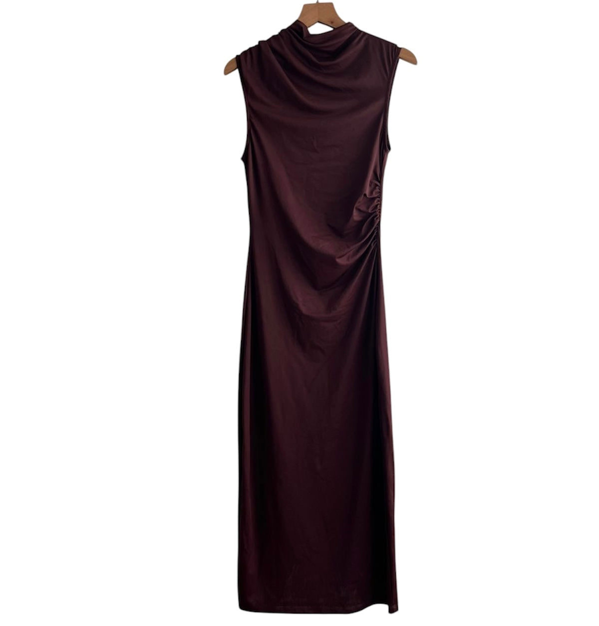 Vestido largo de licra marrón Sybilla - Talla S