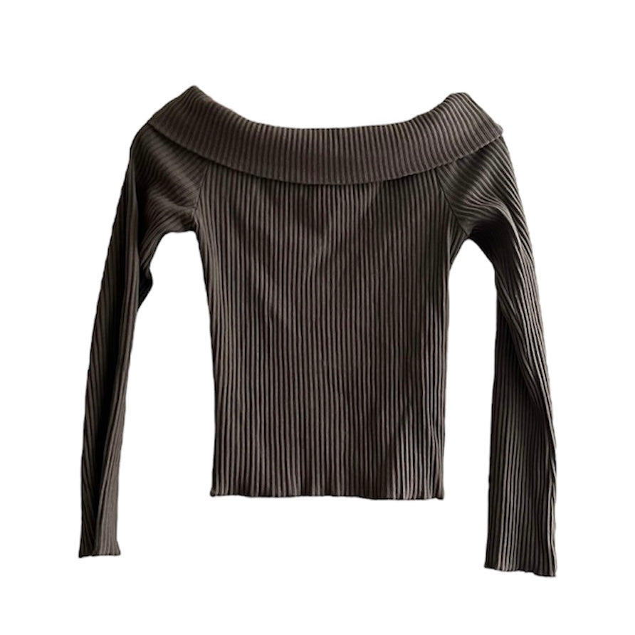 Polo manga larga marrón - Talla S
