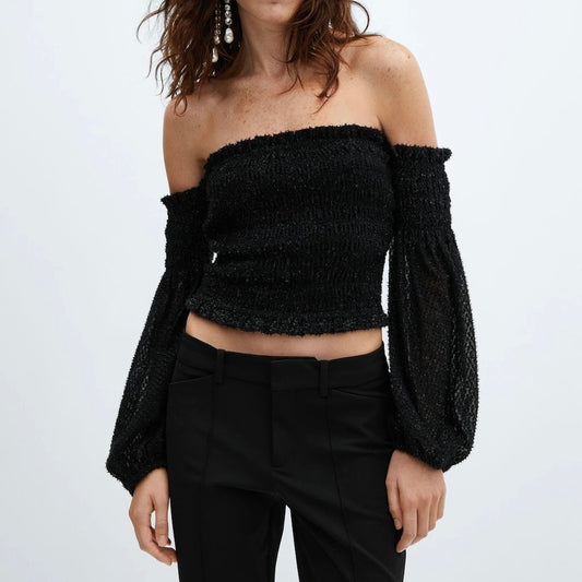 Top negro brillos Mango - Talla XS