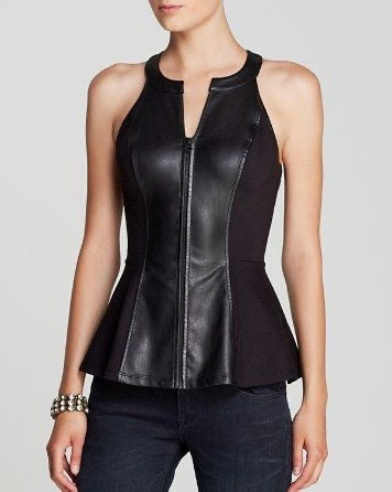 Blusa cuero Guess negra talla S