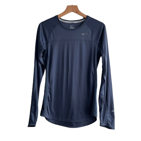 Polo deporte manga larga azul acero Nike - Talla S