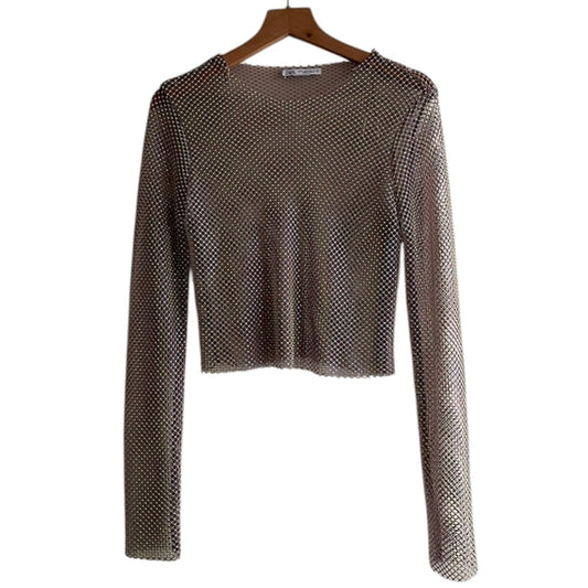 Polo manga larga lentejuelas transparente Zara - Talla M