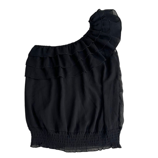 Blusa negra gasa volantes - Talla M