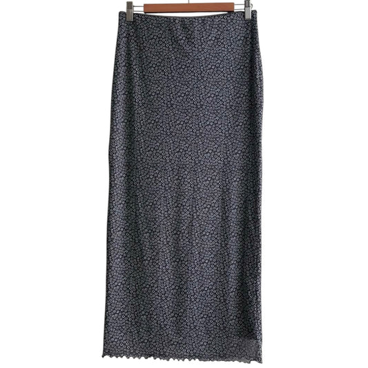 Falda larga estampada negra flores H&M - Talla S