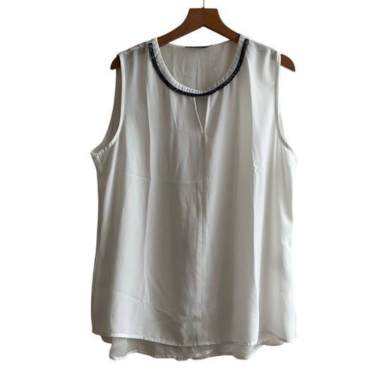 Blusa blanca gasa detalle cuello - Talla L