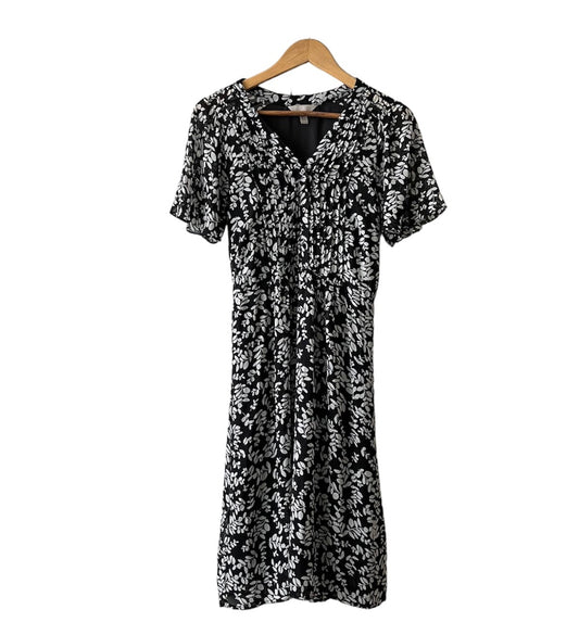 Vestido gasa blanco y negro H&M - Talla XS