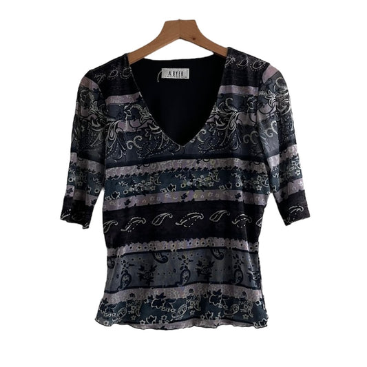 Polo negro estampado - Talla S