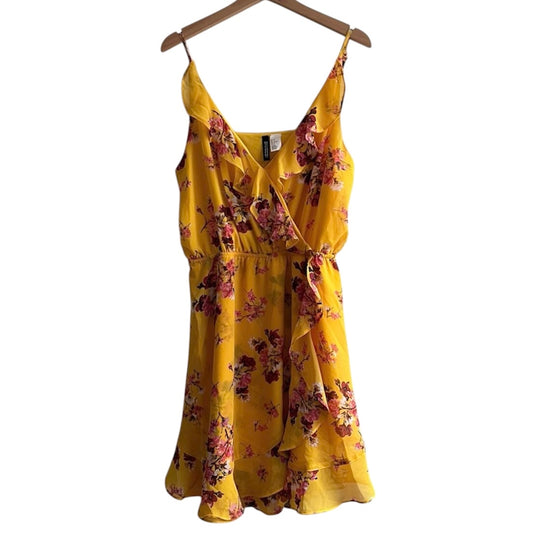 Vestido tieas corto amarillo flores H&M - Talla L