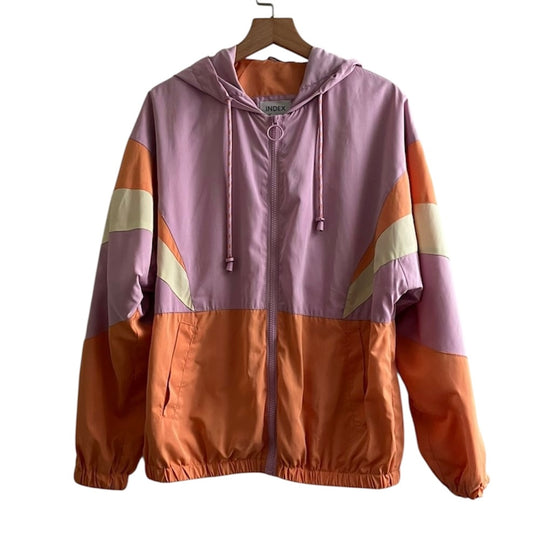 Casaca tipo impermeable lila y naranja Index - Talla S