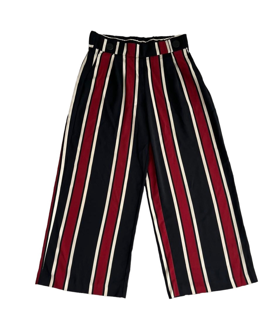 Pantalón culotte rayas rojo y negro Zara - Talla S