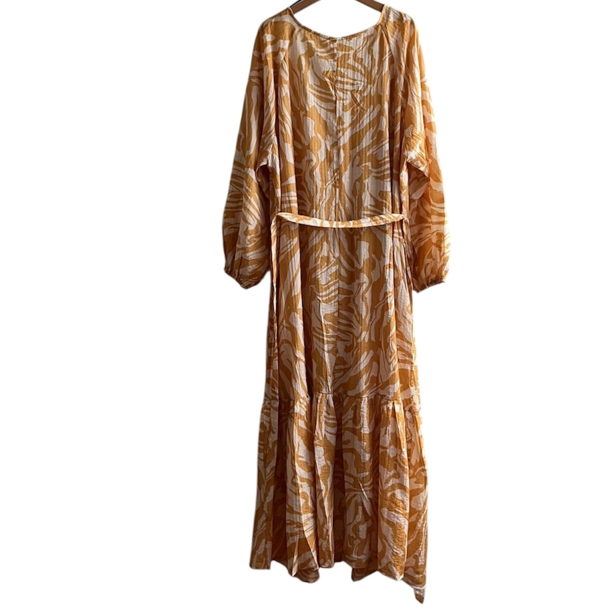 Vestido largo naranja y crema H&M - Talla L