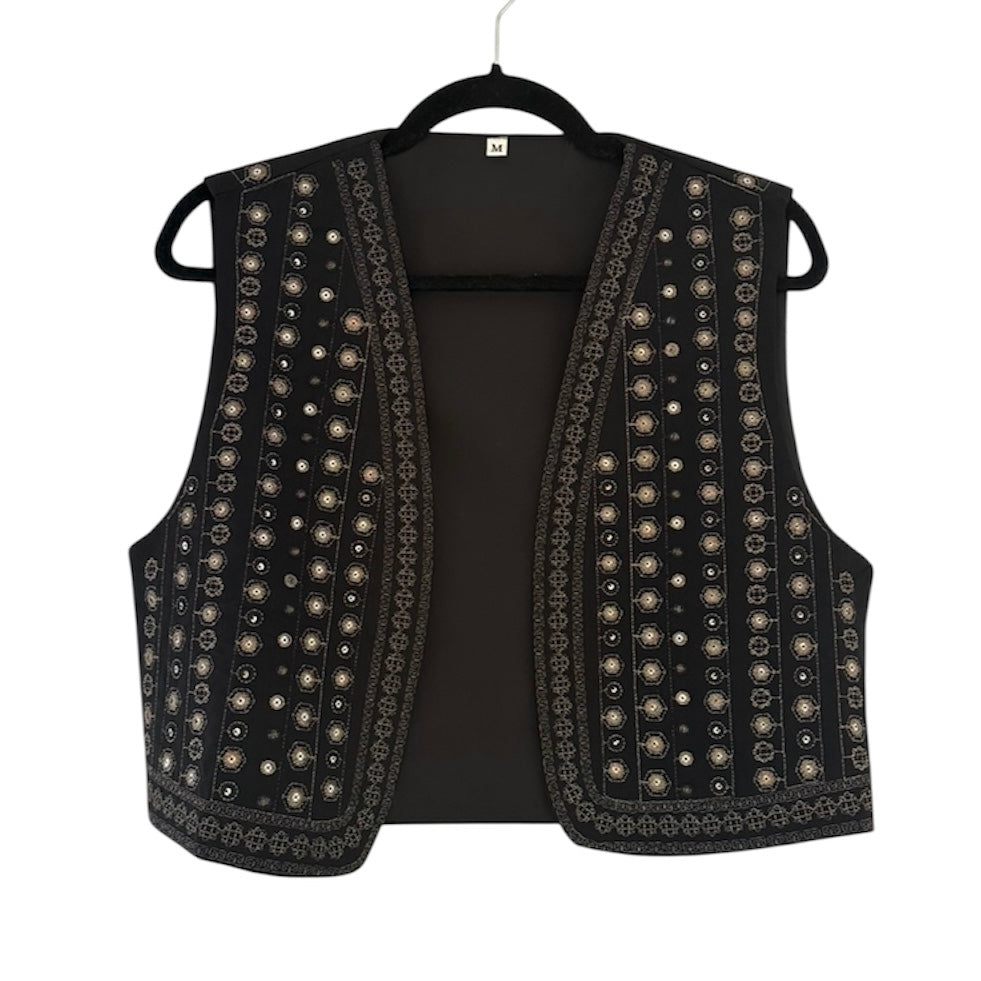 Chaleco negro bordado - Talla M