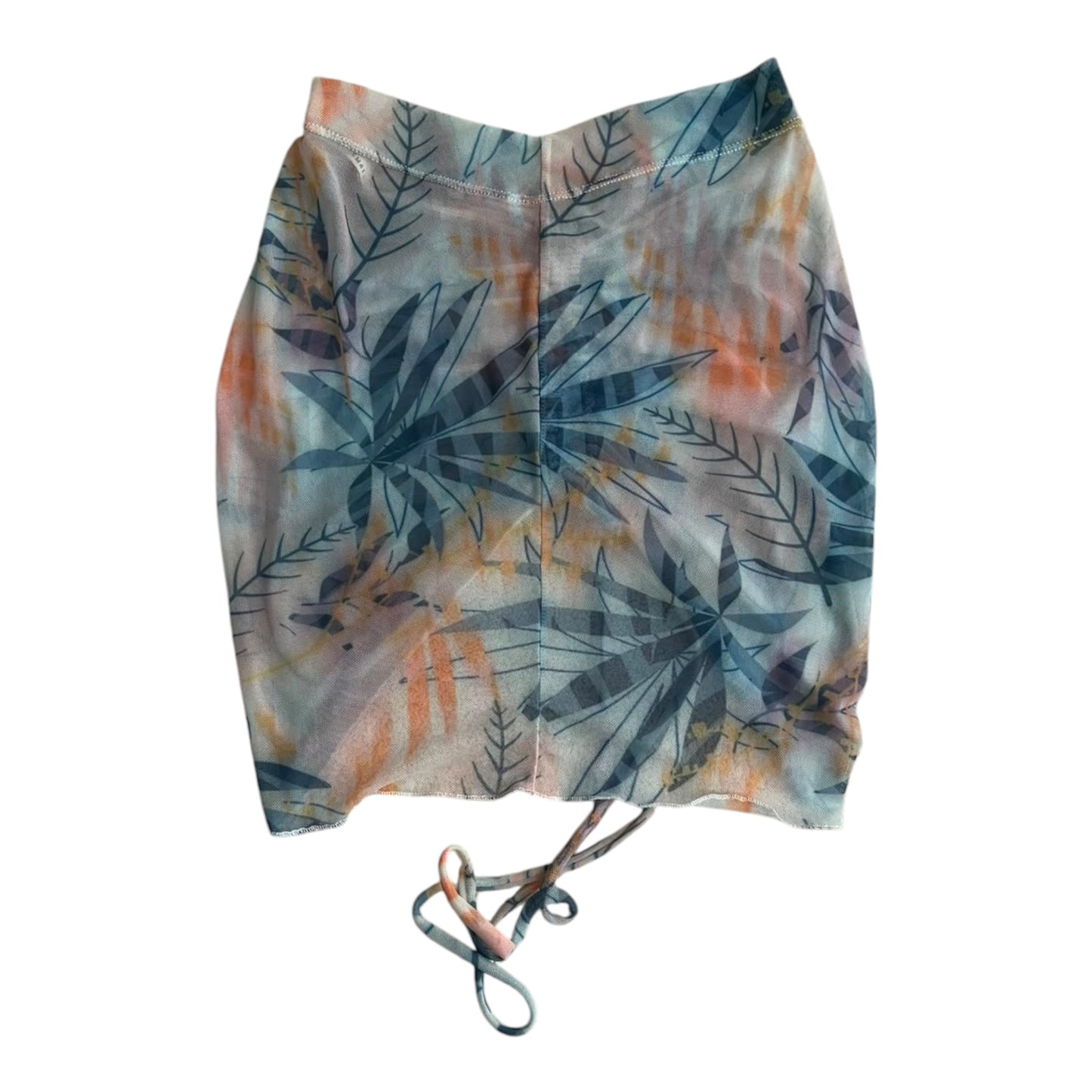 Falda corta de gasa estampada azul y naranja Luvaro - Talla S