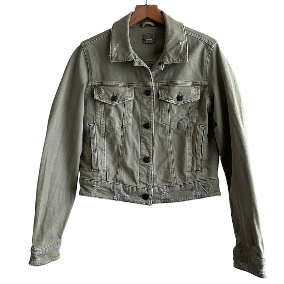Casaca jean verde militar Guess - Talla S