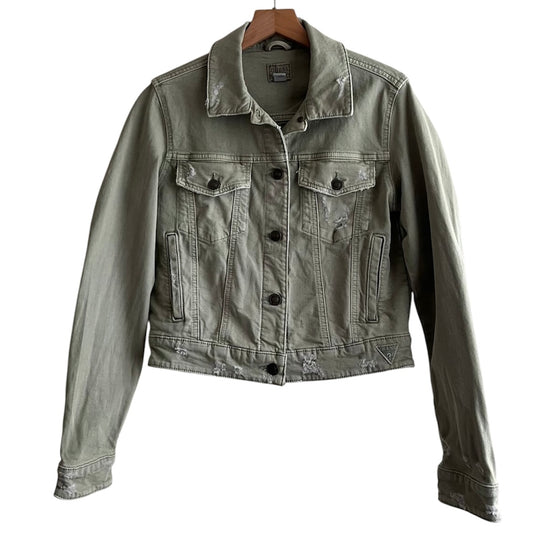 Casaca jean verde militar Guess - Talla S