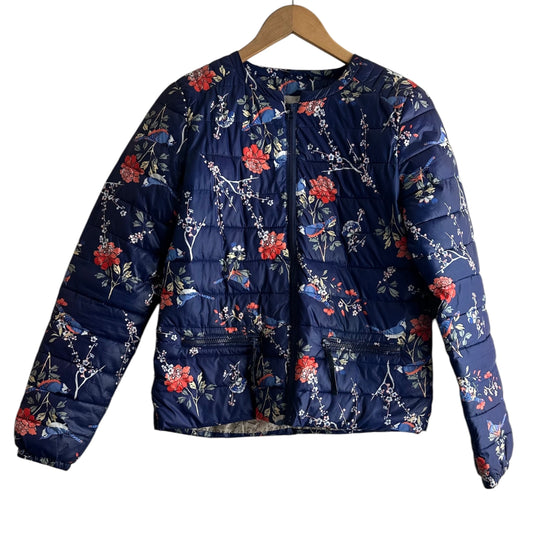 Casaca acolchada azul flores - Talla S