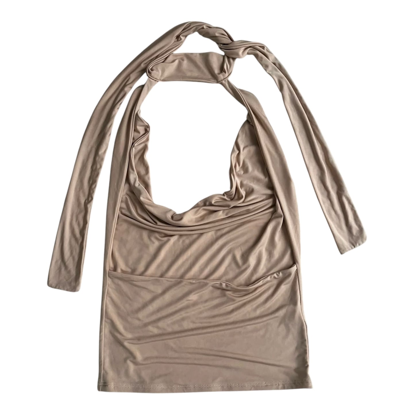 Top de licra amarre al cuello beige - Talla S