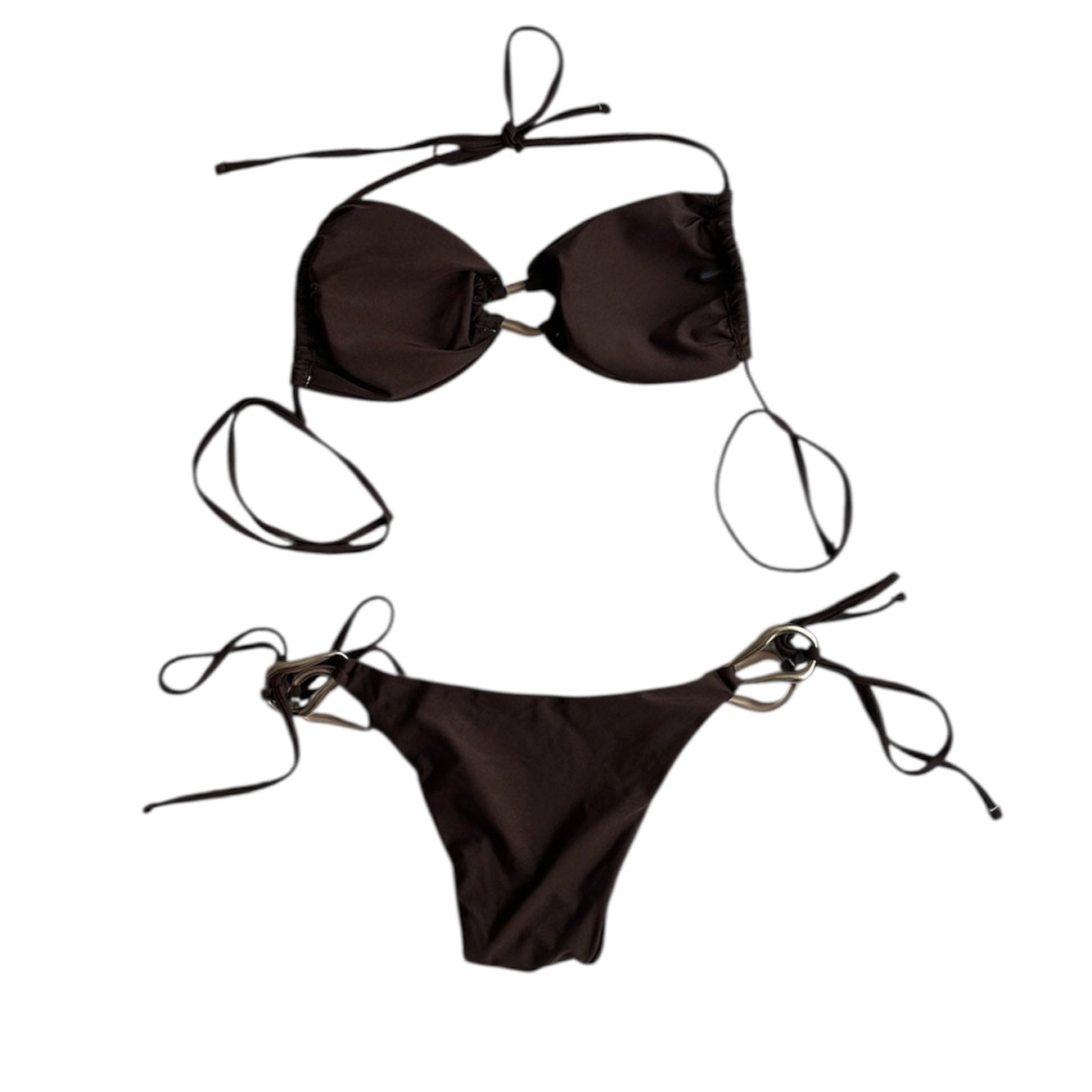 Bikini marrón argollas - Talla M