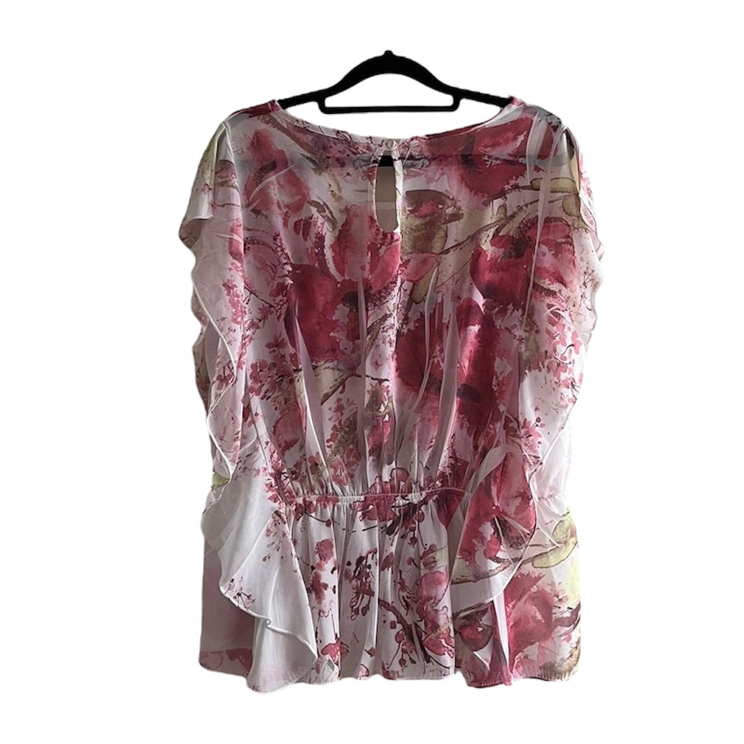 Blusa floreada gasa rosa XXI - Talla L