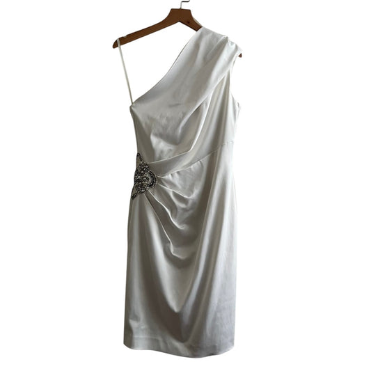 Vestido crema asimétrico raso francés DB Studio - Talla S