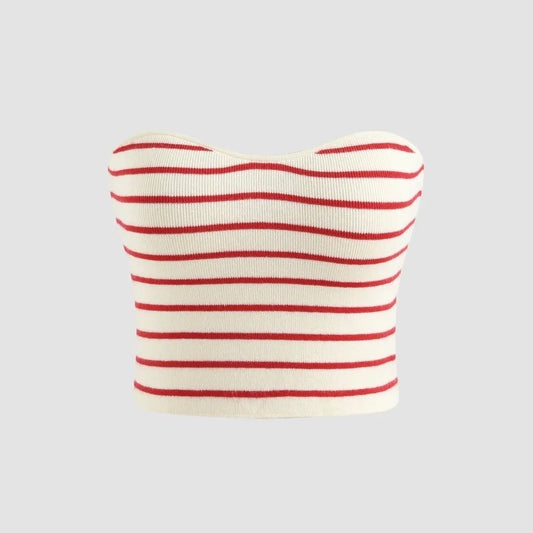 Top rayas beige y rojo Zara - Talla M