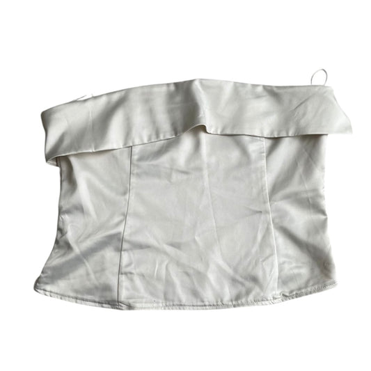 Blusa satin strapless blanca Bershka - Talla XL