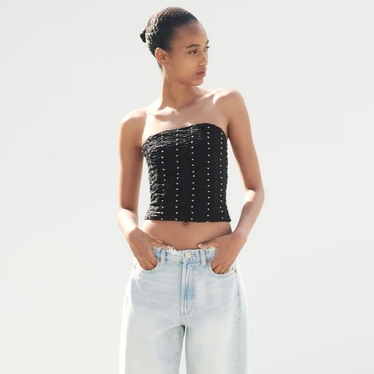 Top azul oscuro Zara - Talla M